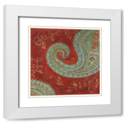 Paisley Wave II White Modern Wood Framed Art Print with Double Matting by Pinto, Patricia