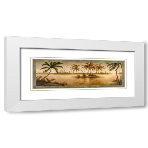 Golden Tropics I White Modern Wood Framed Art Print with Double Matting by Marcon, Michael