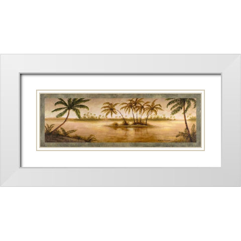 Golden Tropics I White Modern Wood Framed Art Print with Double Matting by Marcon, Michael