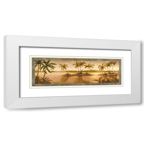 Golden Tropics II White Modern Wood Framed Art Print with Double Matting by Marcon, Michael