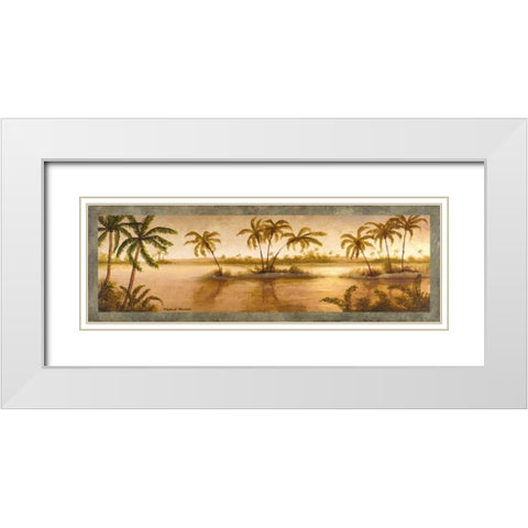Golden Tropics II White Modern Wood Framed Art Print with Double Matting by Marcon, Michael