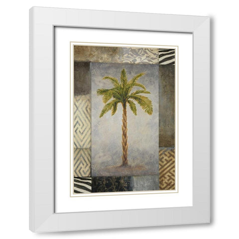 Sun Palm I White Modern Wood Framed Art Print with Double Matting by Marcon, Michael