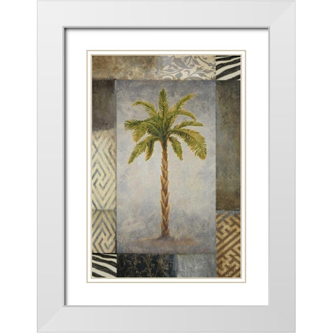 Sun Palm I White Modern Wood Framed Art Print with Double Matting by Marcon, Michael
