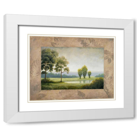 Green Land I White Modern Wood Framed Art Print with Double Matting by Marcon, Michael