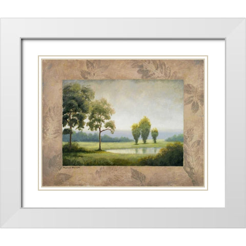 Green Land I White Modern Wood Framed Art Print with Double Matting by Marcon, Michael