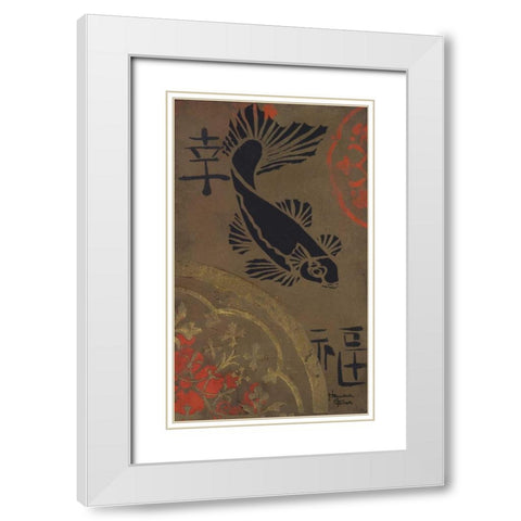 Koi Shield I White Modern Wood Framed Art Print with Double Matting by Hakimipour-Ritter