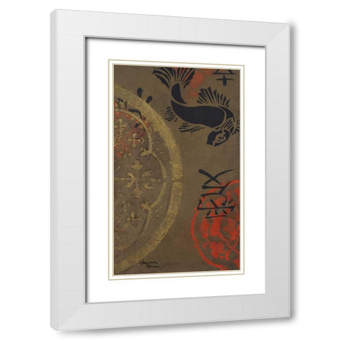 Koi Shield II White Modern Wood Framed Art Print with Double Matting by Hakimipour-Ritter
