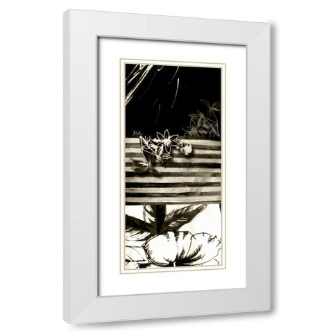 Black and White Leaves I White Modern Wood Framed Art Print with Double Matting by Pinto, Patricia