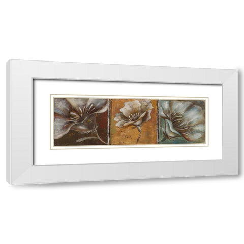The Three Poppies I White Modern Wood Framed Art Print with Double Matting by Pinto, Patricia