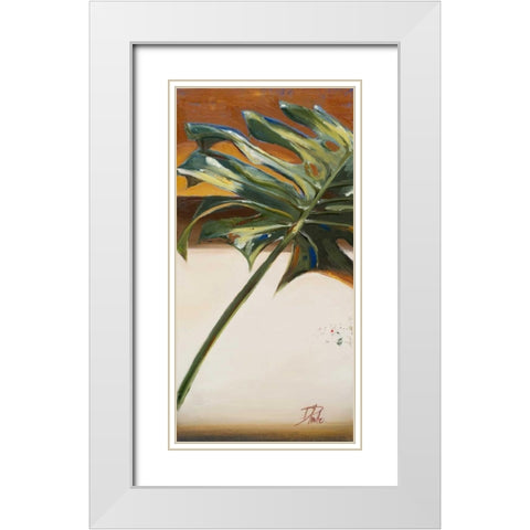The Green Leaf I White Modern Wood Framed Art Print with Double Matting by Pinto, Patricia
