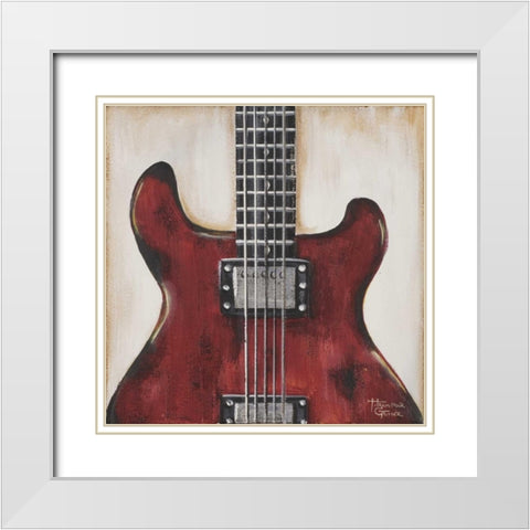 Fender - Red Guitar White Modern Wood Framed Art Print with Double Matting by Hakimipour-Ritter