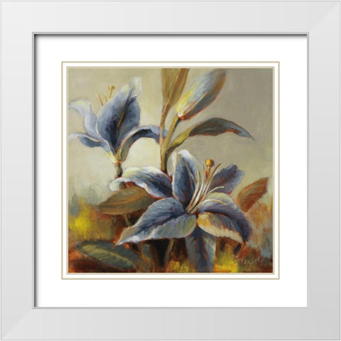 Lilies After the Rain White Modern Wood Framed Art Print with Double Matting by Loreth, Lanie