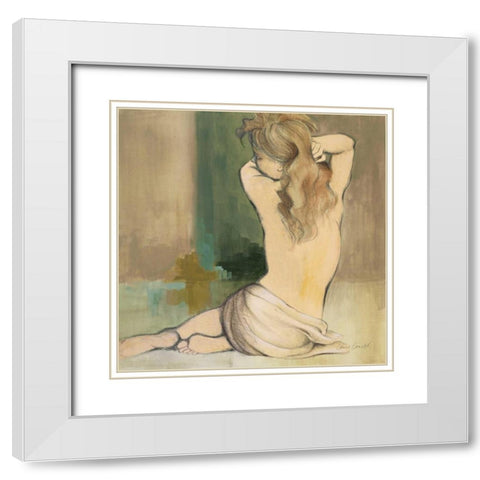Waking Woman I - green White Modern Wood Framed Art Print with Double Matting by Loreth, Lanie