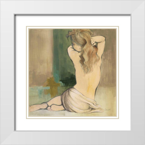 Waking Woman I - green White Modern Wood Framed Art Print with Double Matting by Loreth, Lanie