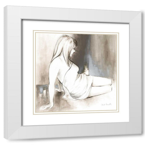 Sketched Waking Woman II White Modern Wood Framed Art Print with Double Matting by Loreth, Lanie