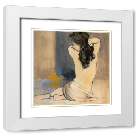 Waking Woman I - blue White Modern Wood Framed Art Print with Double Matting by Loreth, Lanie