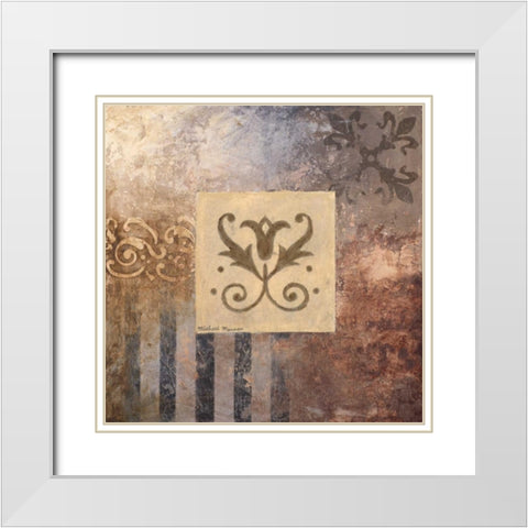 Decorative Study I White Modern Wood Framed Art Print with Double Matting by Marcon, Michael