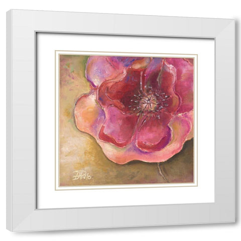 Pink Accent II White Modern Wood Framed Art Print with Double Matting by Pinto, Patricia