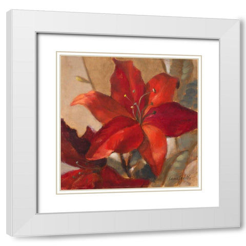 Crimson Fleurish II White Modern Wood Framed Art Print with Double Matting by Loreth, Lanie