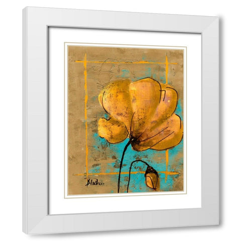 Golden Artistic Poppy II White Modern Wood Framed Art Print with Double Matting by Pinto, Patricia
