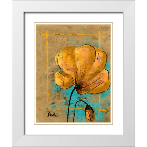 Golden Artistic Poppy II White Modern Wood Framed Art Print with Double Matting by Pinto, Patricia