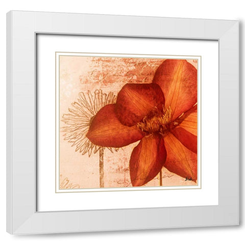 Rouge Pressed Flowers I White Modern Wood Framed Art Print with Double Matting by Pinto, Patricia