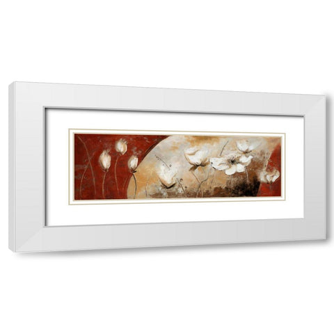 Red Magic Garden II White Modern Wood Framed Art Print with Double Matting by Pinto, Patricia
