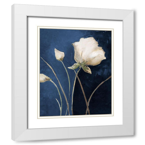 Blue Garden I White Modern Wood Framed Art Print with Double Matting by Pinto, Patricia
