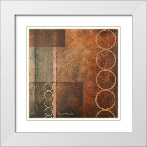 Circles in the Abstract I White Modern Wood Framed Art Print with Double Matting by Marcon, Michael