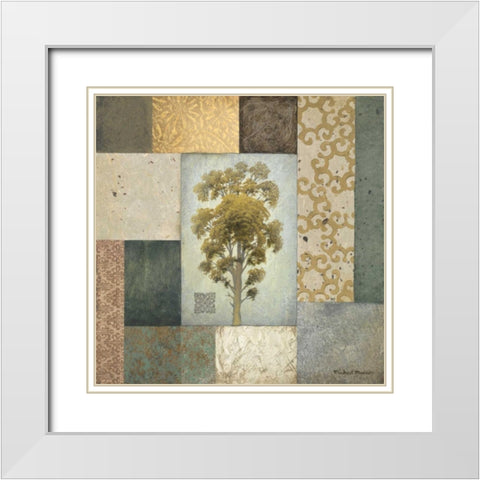 Dezo Tree I White Modern Wood Framed Art Print with Double Matting by Marcon, Michael