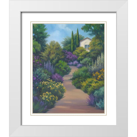 Garden Path II White Modern Wood Framed Art Print with Double Matting by Rhyan, Vivien