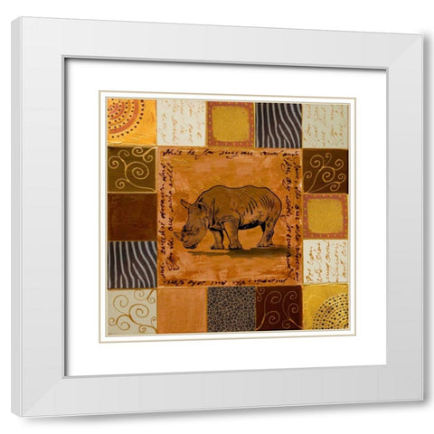 African Collage I White Modern Wood Framed Art Print with Double Matting by Pinto, Patricia