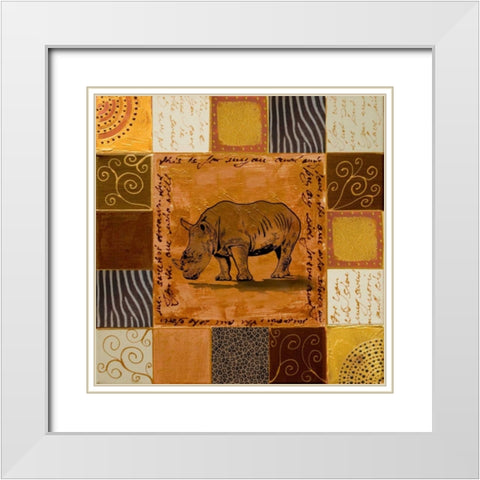 African Collage I White Modern Wood Framed Art Print with Double Matting by Pinto, Patricia