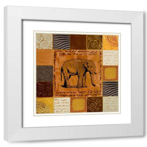 African Collage II White Modern Wood Framed Art Print with Double Matting by Pinto, Patricia