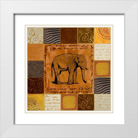 African Collage II White Modern Wood Framed Art Print with Double Matting by Pinto, Patricia
