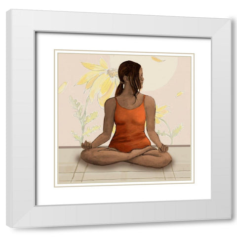 Yoga Woman White Modern Wood Framed Art Print with Double Matting by Loreth, Lanie