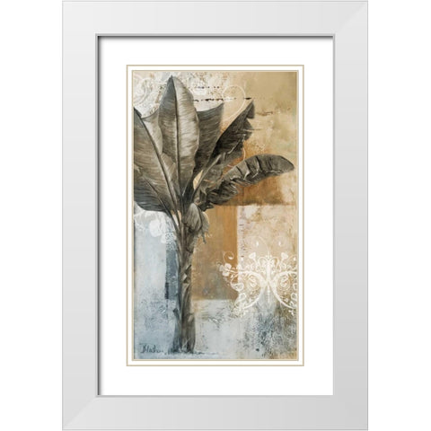 Palm and Ornament I White Modern Wood Framed Art Print with Double Matting by Pinto, Patricia
