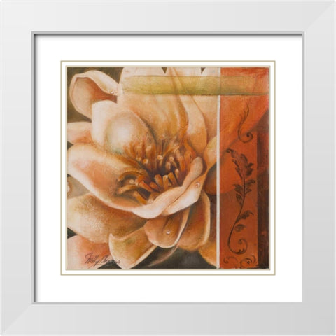 Flor de Loto I White Modern Wood Framed Art Print with Double Matting by Arenas, Nelly