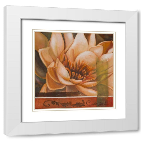Flor de Loto II White Modern Wood Framed Art Print with Double Matting by Arenas, Nelly
