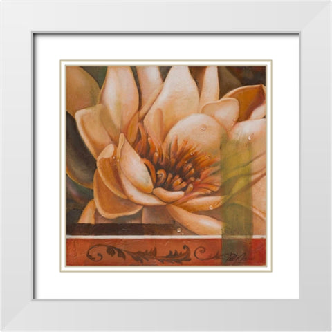 Flor de Loto II White Modern Wood Framed Art Print with Double Matting by Arenas, Nelly