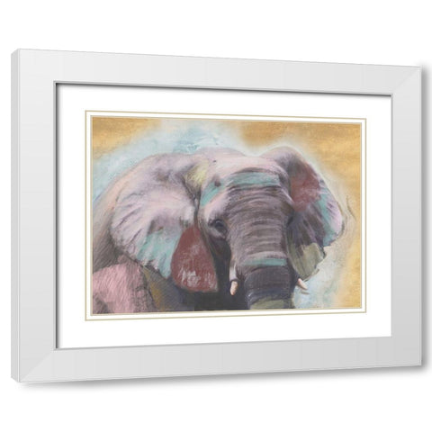 Pastel Elephant White Modern Wood Framed Art Print with Double Matting by Pinto, Patricia