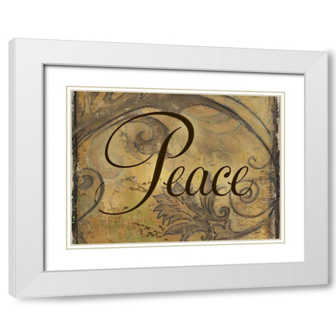Peace White Modern Wood Framed Art Print with Double Matting by Pinto, Patricia