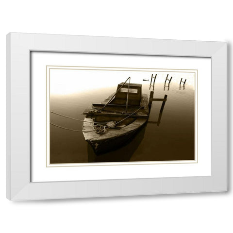 Boat III White Modern Wood Framed Art Print with Double Matting by Mabat, Ynon