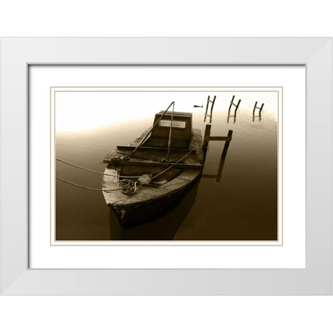 Boat III White Modern Wood Framed Art Print with Double Matting by Mabat, Ynon