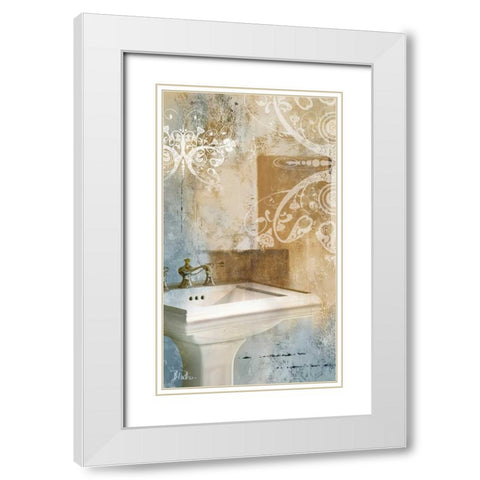 Bathroom and Ornaments II White Modern Wood Framed Art Print with Double Matting by Pinto, Patricia