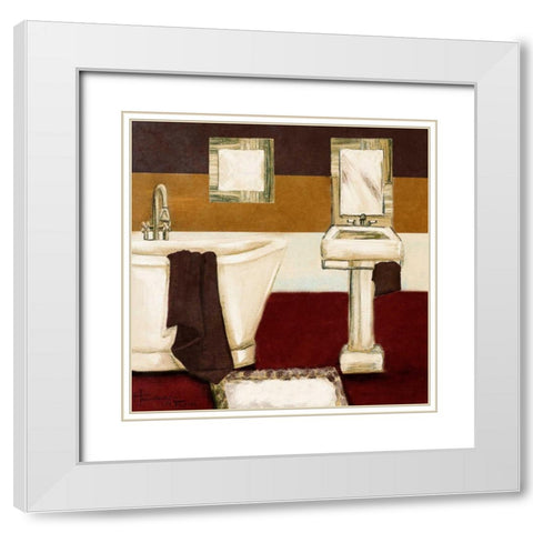 Sunday Bath in Red II White Modern Wood Framed Art Print with Double Matting by Hakimipour-Ritter