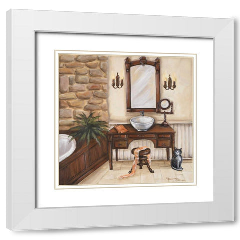 Fireplace Escape II White Modern Wood Framed Art Print with Double Matting by Hakimipour-Ritter