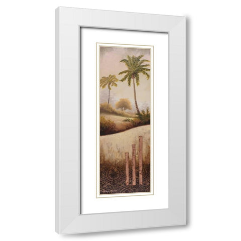 Tropical Gardens I White Modern Wood Framed Art Print with Double Matting by Marcon, Michael