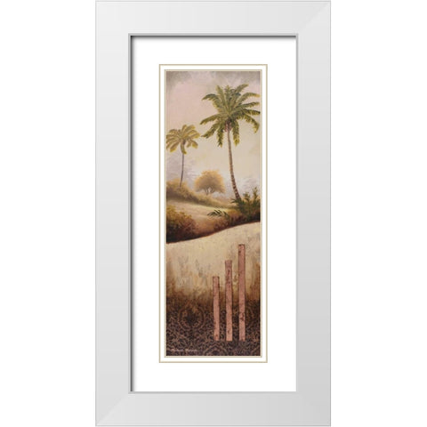 Tropical Gardens I White Modern Wood Framed Art Print with Double Matting by Marcon, Michael