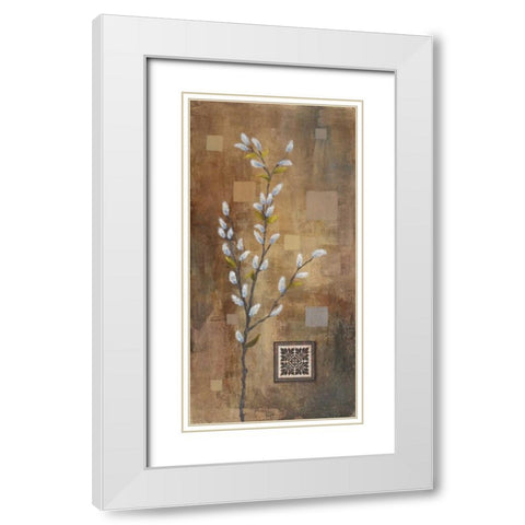 Willow Branch I White Modern Wood Framed Art Print with Double Matting by Marcon, Michael